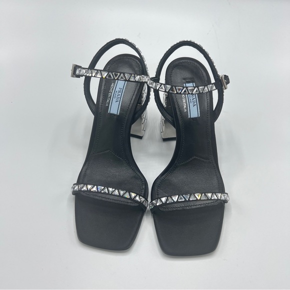 NIB PRADA crystal-embellished Block  Heel sandals SIZE 37.5 - Picture 7 of 10